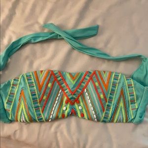 multicolored strapless bikini top